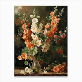 Baroque Floral Still Life Hollyhock 4 Canvas Print