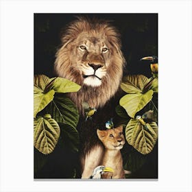 Lions and Cub Canvas Print