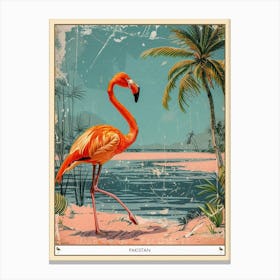 Greater Flamingo Pakistan Tropical Illustration 2 Poster Canvas Print