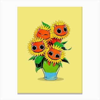 Sunflower Cat Canvas Print