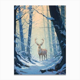 Winter Elk 2 Illustration Canvas Print