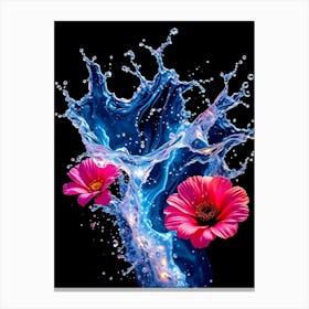 Water Splash With Flowers Stampe su tela