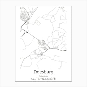 Doesburg,Netherlands Minimalist Map Canvas Print