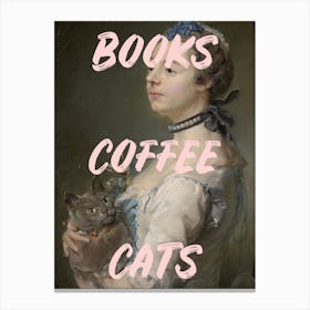 Books Coffee Cats Canvas Print