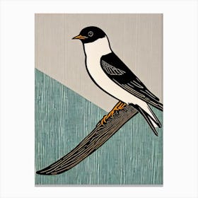 Barn Swallow 2 Linocut Bird Canvas Print
