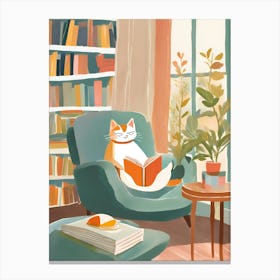 Cat Reading A Book Canvas Print