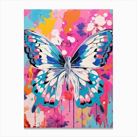 Pop Art Marbled White Butterfly 4 Canvas Print