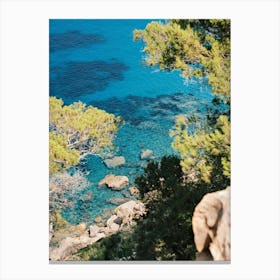 Blue rocky coast of Ibiza // Ibiza Nature & Travel Photography Canvas Print