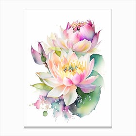 Lotus Flower Bouquet Watercolour 5 Canvas Print