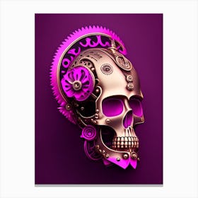 Skull With Steampunk Details 1 Pink Mexican Canvas Print