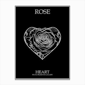 Rose Heart Line Drawing 1 Poster Inverted Canvas Print