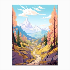 Chamonix To Zermatt France 1 Hike Illustration Canvas Print
