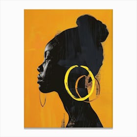 Silhouette Of A Woman With Hoop Earrings Canvas Print