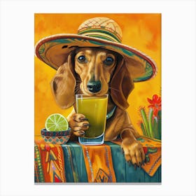 Mexico Dachshund Drink Tequila Canvas Print