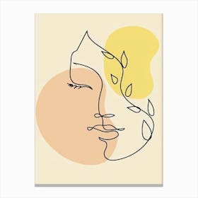 Woman'S Face With Leaves Canvas Print