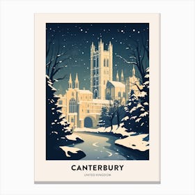 Winter Night  Travel Poster Canterbury United Kingdom 1 Canvas Print