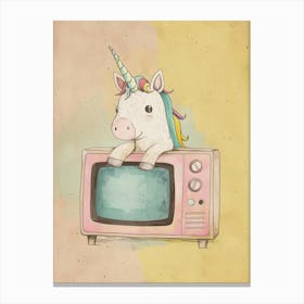 Pastel Unicorn & A Tv 3 Canvas Print