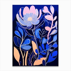 Blue Flower Illustration Protea 3 Canvas Print