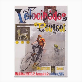Velocipedes, Vintage Bicycle Poster Canvas Print