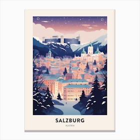 Winter Night  Travel Poster Salzburg Austria 1 Canvas Print