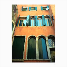 Terracotta House With Green Shutters Venice Italy Canvas Print