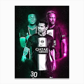 Messi Neymar Mbappe Canvas Print