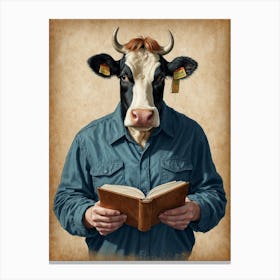 Cow Reading A Book Canvas Print