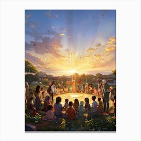 A Digital Painting Showcasing Various Community Members And Local Services Gathered In An Uplifting (1) Canvas Print