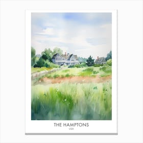 The Hamptons 8 Watercolour Travel Poster Canvas Print