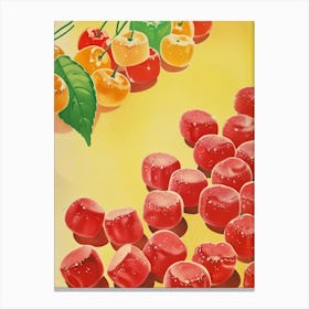 Cherry Jelly Sweets Retro Illustration Canvas Print