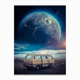 Van Of Adventurer Seen On Planet Canvas Print