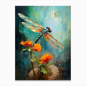 Dragonfly On Flowers Canvas Print