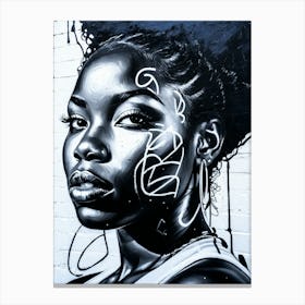 Graffiti Mural Of Beautiful Black Woman 10 Canvas Print