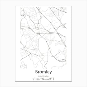 Bromley,United Kingdom Minimalist Map Toile