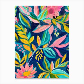 Pink And Yellow Floral Painting Canvas Print