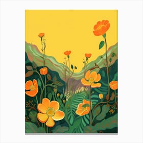 Boho Wildflower Painting Marsh Marigold 2 Canvas Print