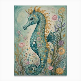 Whimsical Blue Seahorse Canvas Print