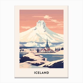 Vintage Winter Travel Poster Iceland 3 Canvas Print