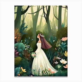 Luxmango Bride Walking In Forest Canvas Print