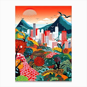 Rio De Janeiro, Illustration In The Style Of Pop Art 4 Canvas Print