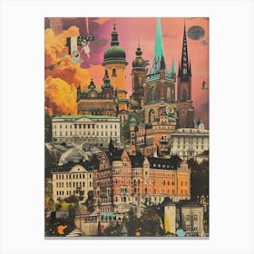 Stockholm   Retro Collage Style 2 Canvas Print