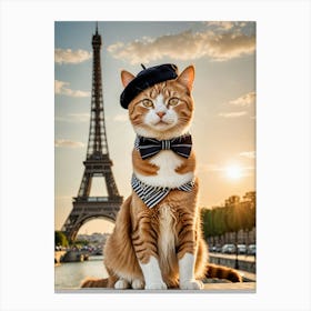 Adventures in Fur: A Cat’s Sightseeing Chronicles Cat In Paris Canvas Print