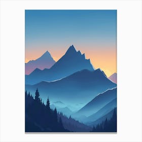 Misty Mountains Vertical Composition In Blue Tone 188 Canvas Print