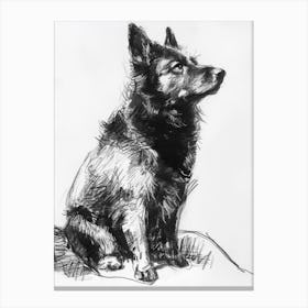 Norwegian Buhund Dog Charcoal Line 2 Canvas Print