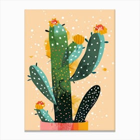 Christmas Cactus Plant Minimalist Illustration 4 Canvas Print