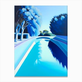 Lanes In Swimming Pool Landscapes Waterscape Marble Acrylic Painting 2 Canvas Print