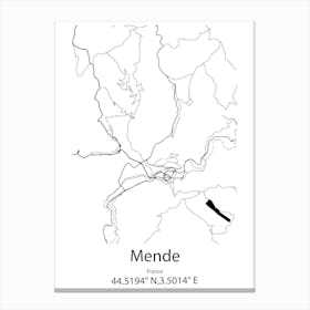 Mende,France Minimalist Map Canvas Print