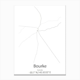 Bourke,Australia Minimalist Map Canvas Print