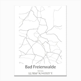 Bad Freienwalde,Germany Minimalist Map Canvas Print