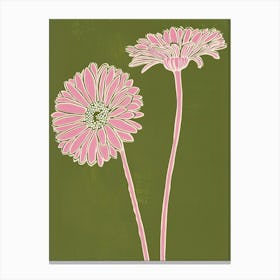 Pink & Green Gerbera Daisy 1 Canvas Print